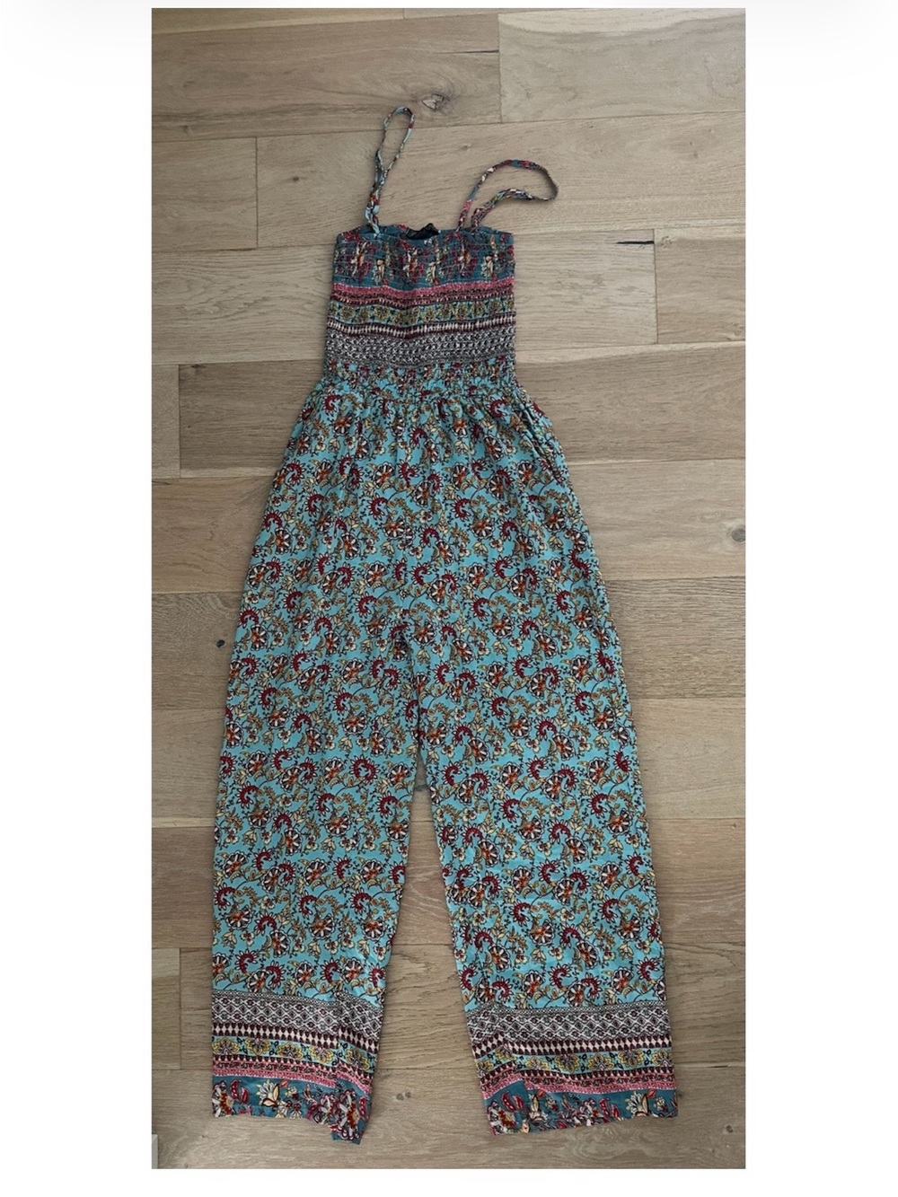 Blue floral flowy romper